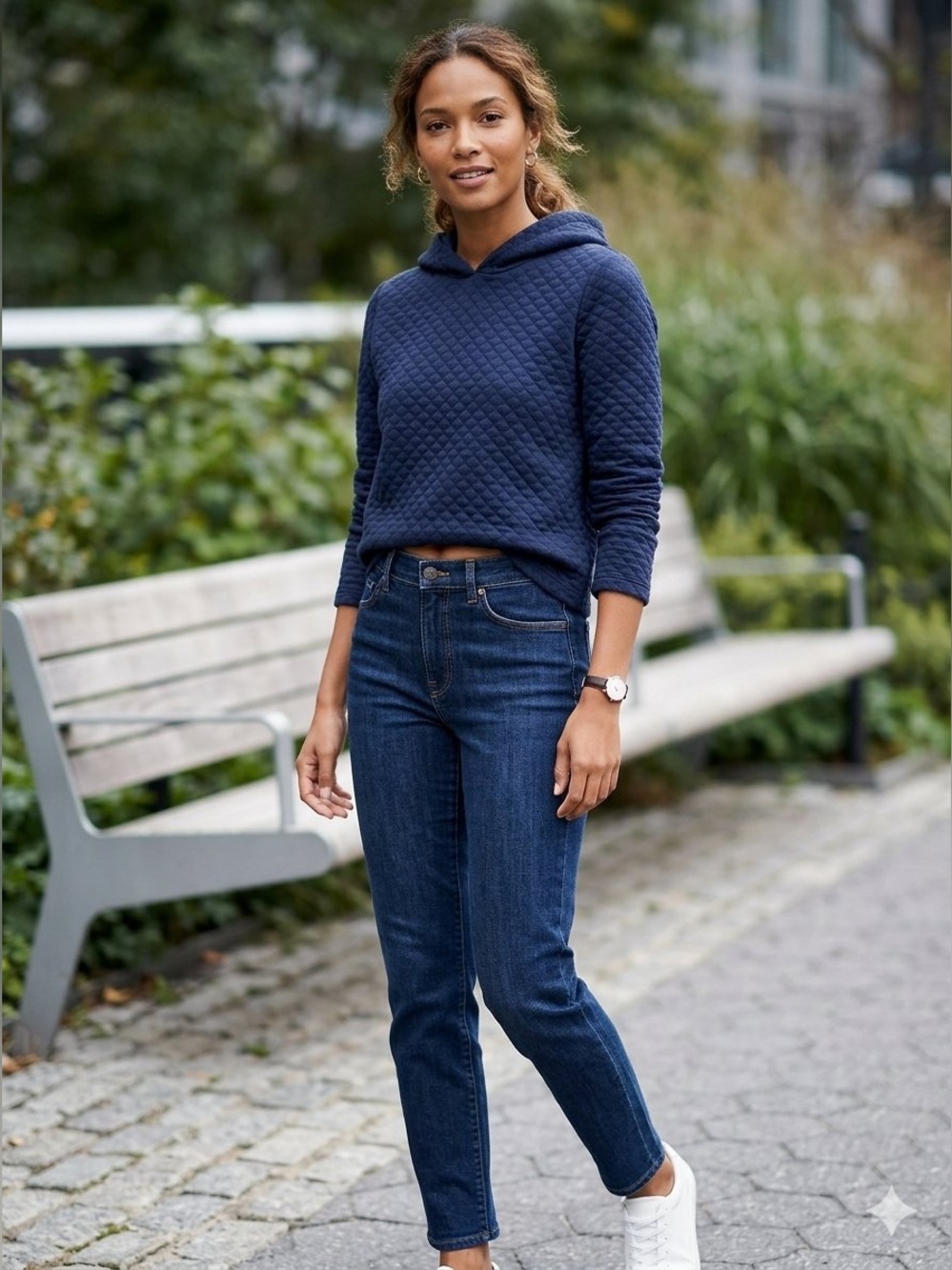 J Crew Quilted crop Hoodie Medium